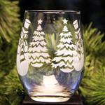 Stemless Snowman Glass